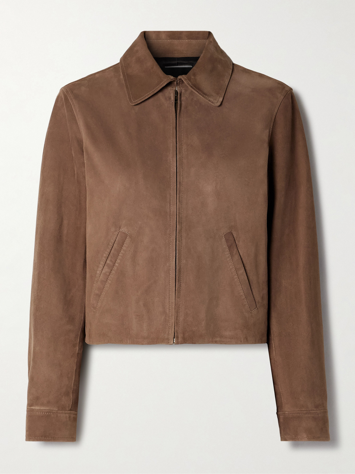 Nili Lotan Beauvais Cropped Suede Jacket In Brown