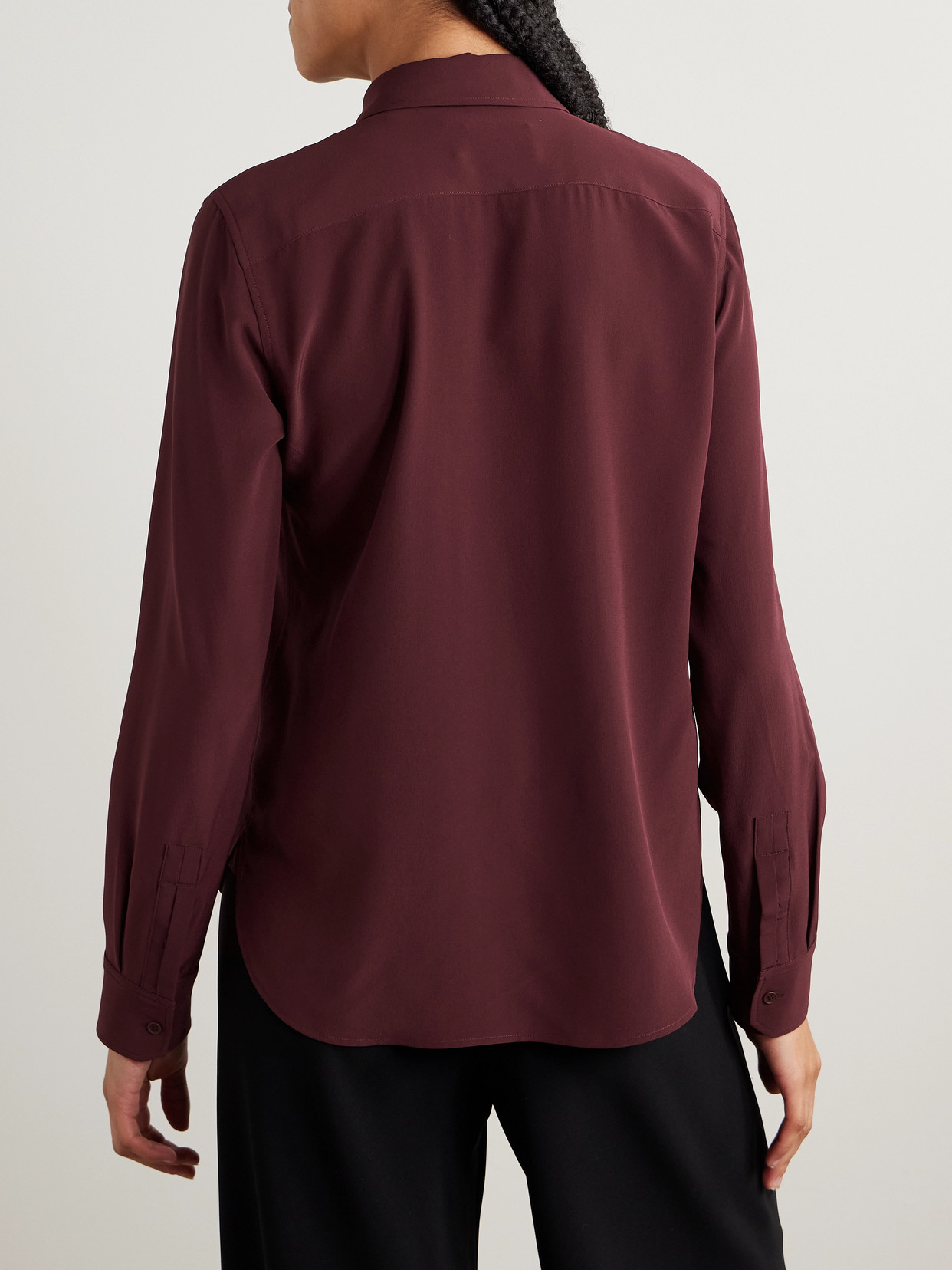 Nili Lotan Gaia Silk Crepe De Chine Shirt In Burgundy