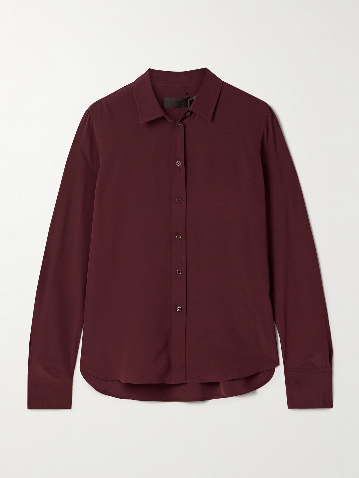 Nili Lotan Gaia Silk Crepe De Chine Shirt In Burgundy