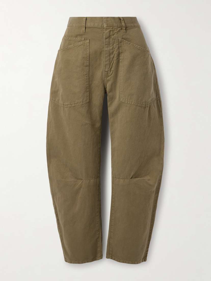 Nili Lotan Shon Cotton And Linen-blend Twill Tapered Pants