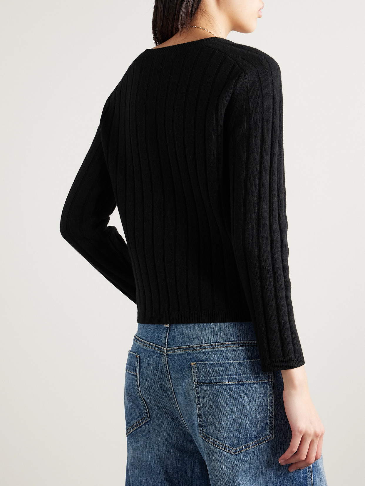 Nili Lotan Alise Ribbed Merino Wool And Cashmere-blend Sweater