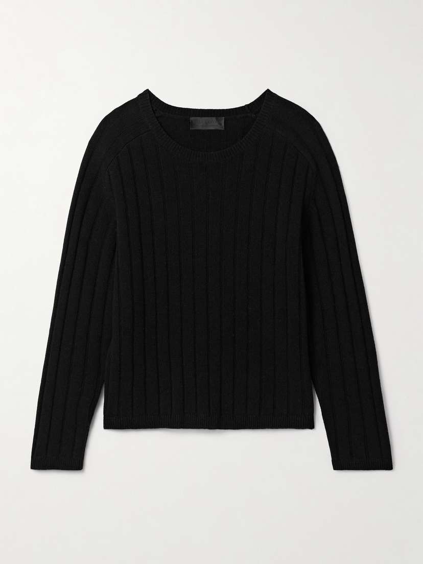 Nili Lotan Alise Ribbed Merino Wool And Cashmere-blend Sweater
