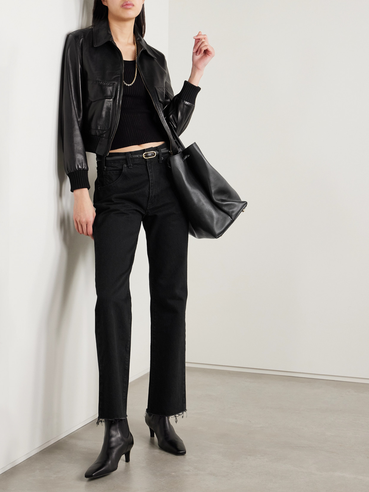 Nili Lotan Calla Frayed High-rise Straight-leg Jeans In Black