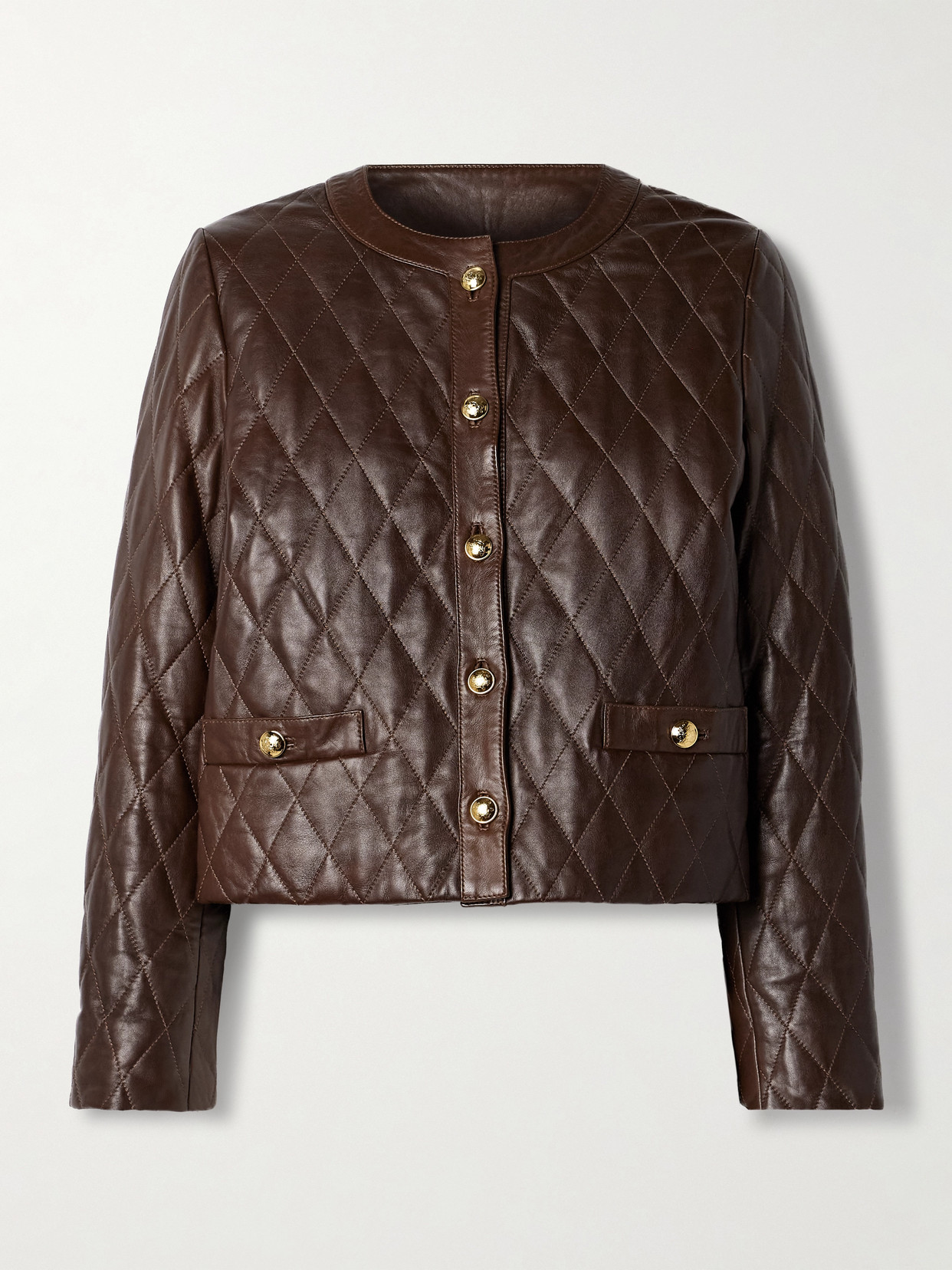 Nili Lotan Amy Cropped Quilted Leather Jacket In Brown