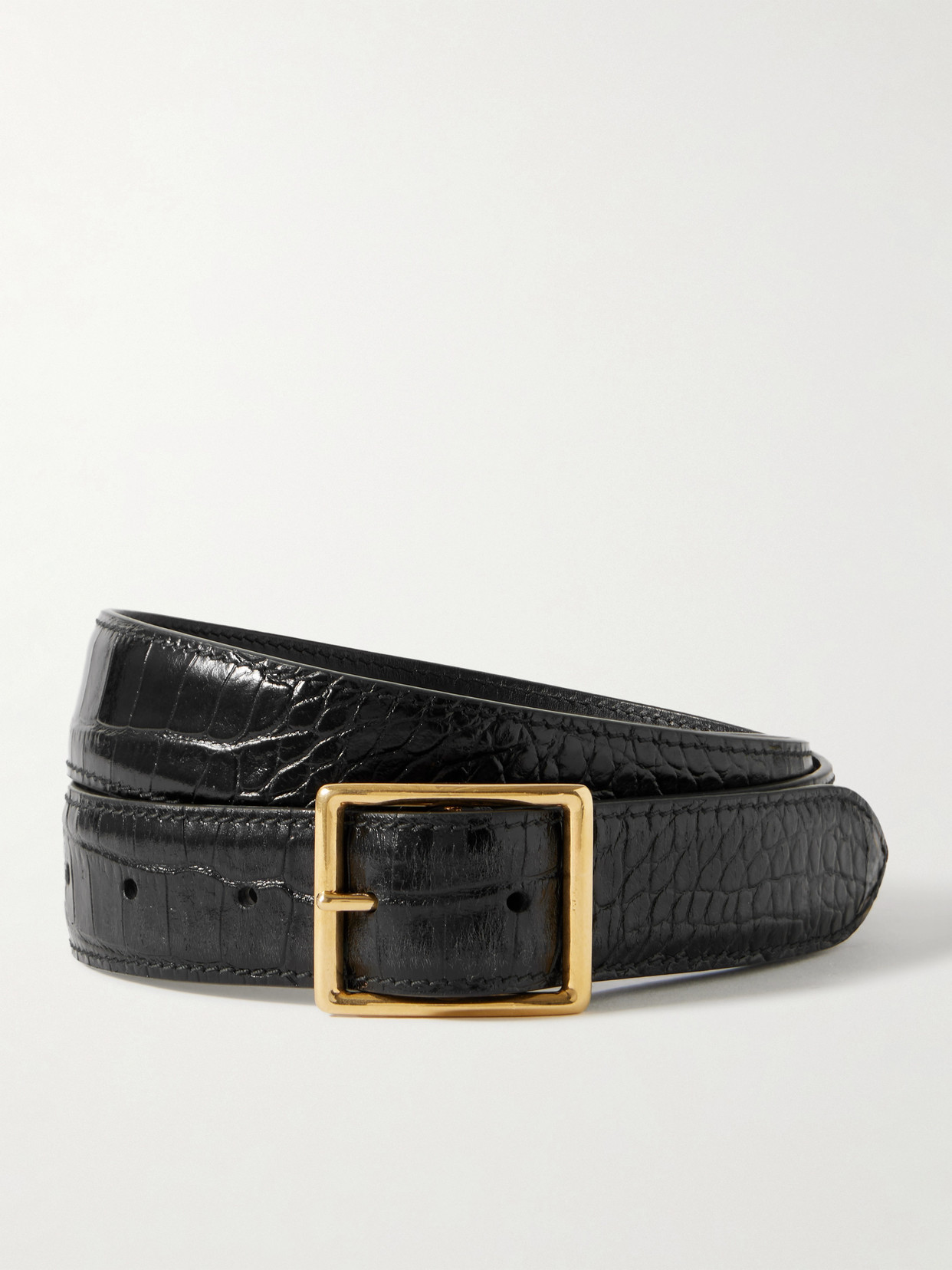 Nili Lotan Gabriele Croc-effect Leather Belt In Black