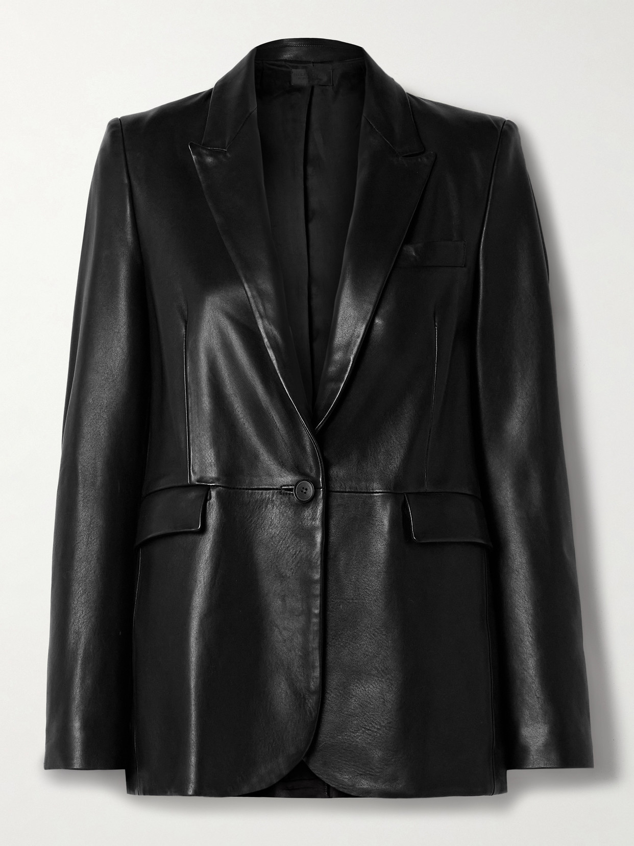 Nili Lotan Belmonde Leather Blazer In Black