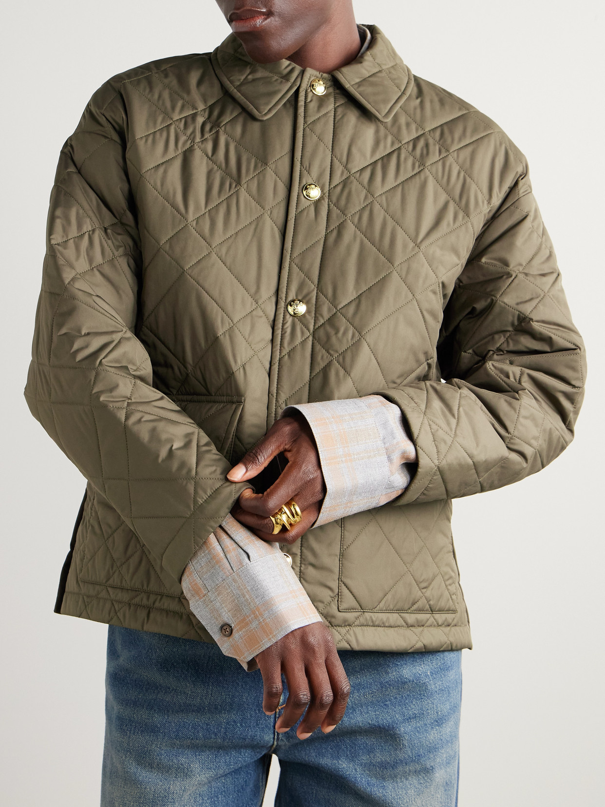 Nili Lotan Helah Quilted Shell Jacket In Green