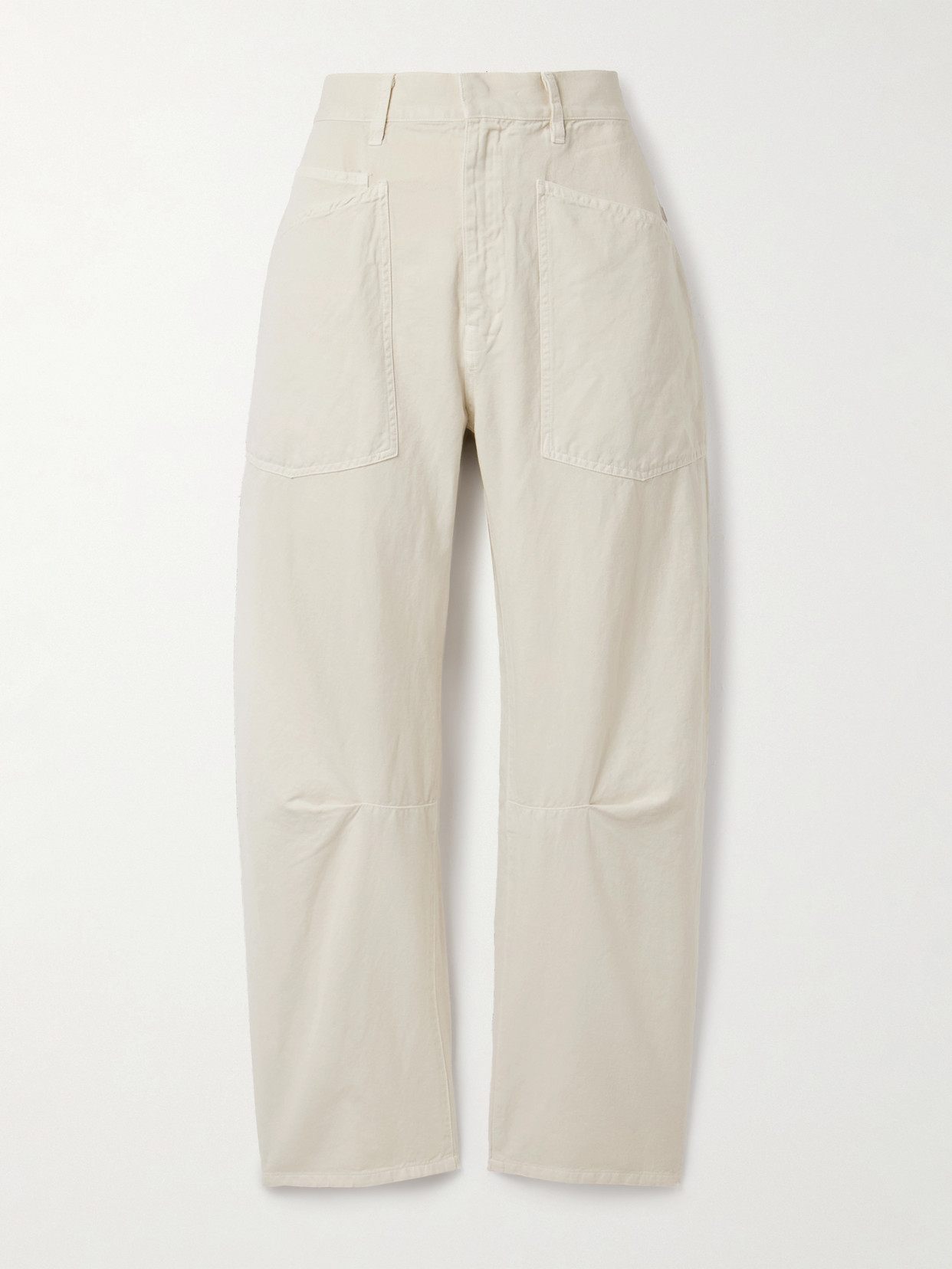 Nili Lotan Shon Cotton And Linen-blend Twill Tapered Pants In Neutral