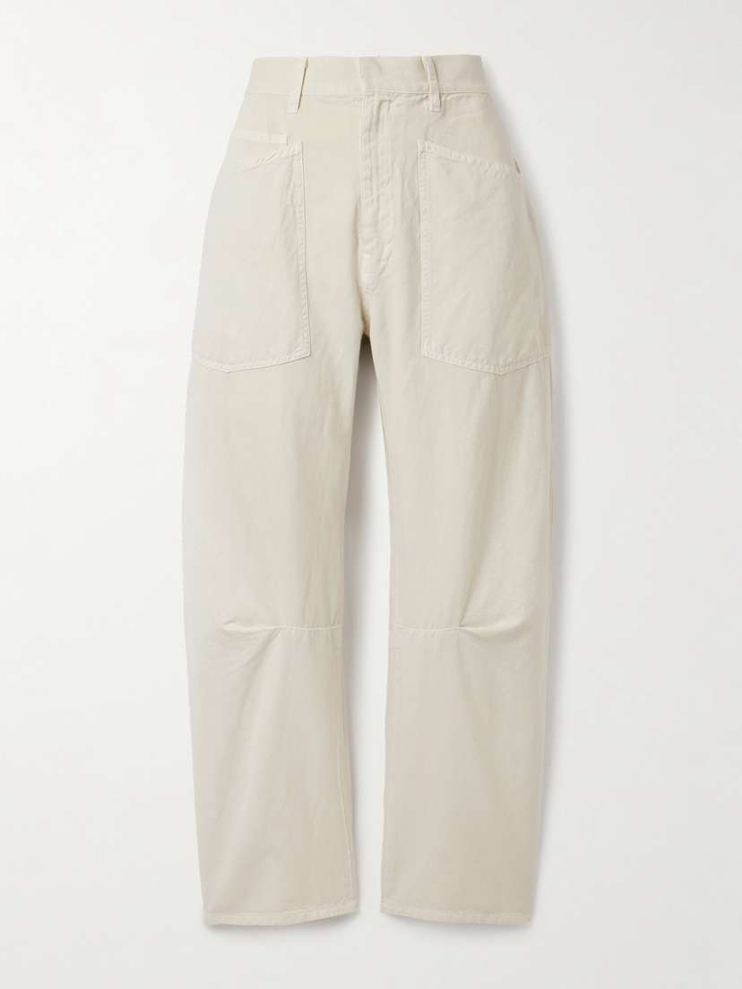 Nili Lotan Shon Cotton And Linen-blend Twill Tapered Pants