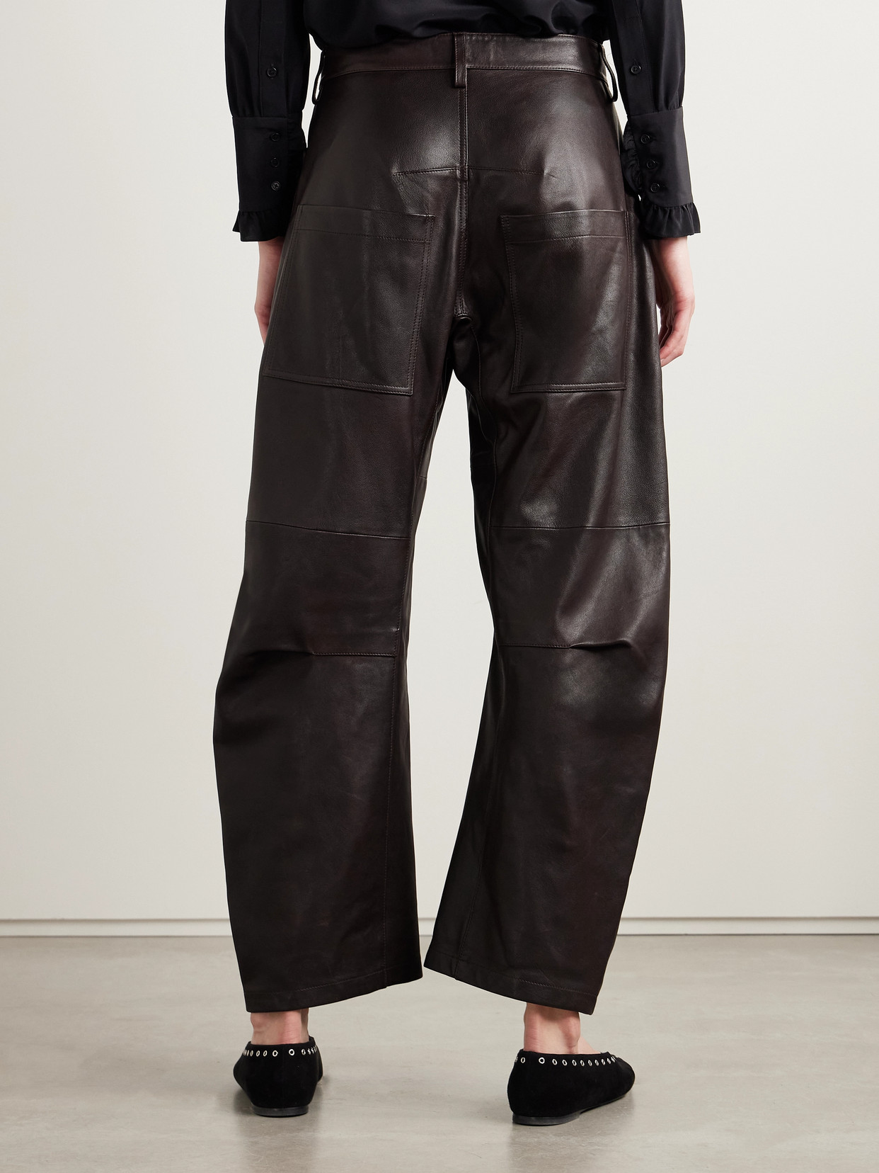 Nili Lotan Shon Leather Pants Dark Brown In Brown