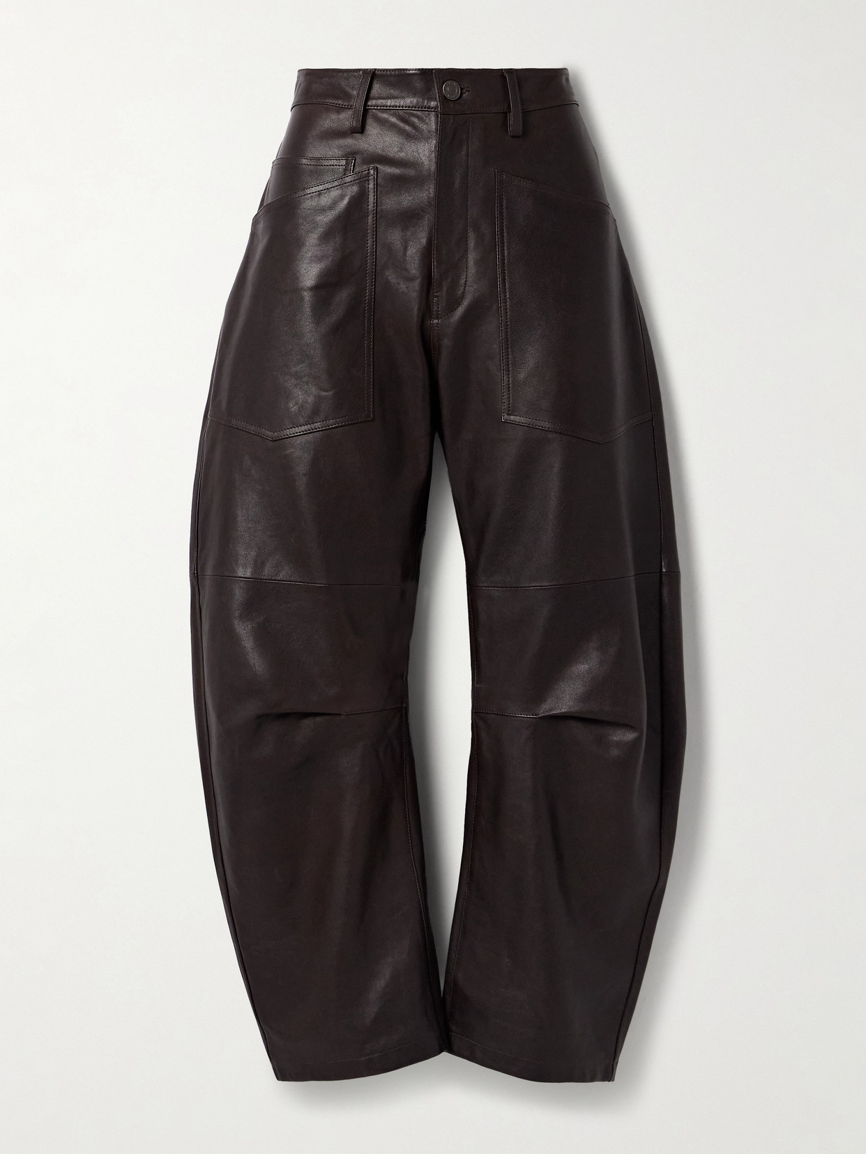 Nili Lotan Shon Leather Pants Dark Brown In Brown
