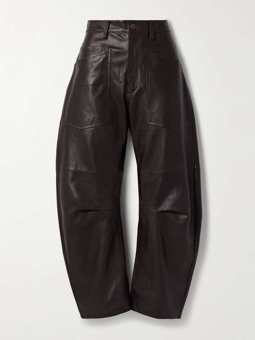 Nili Lotan Shon Leather Barrel-leg Pants