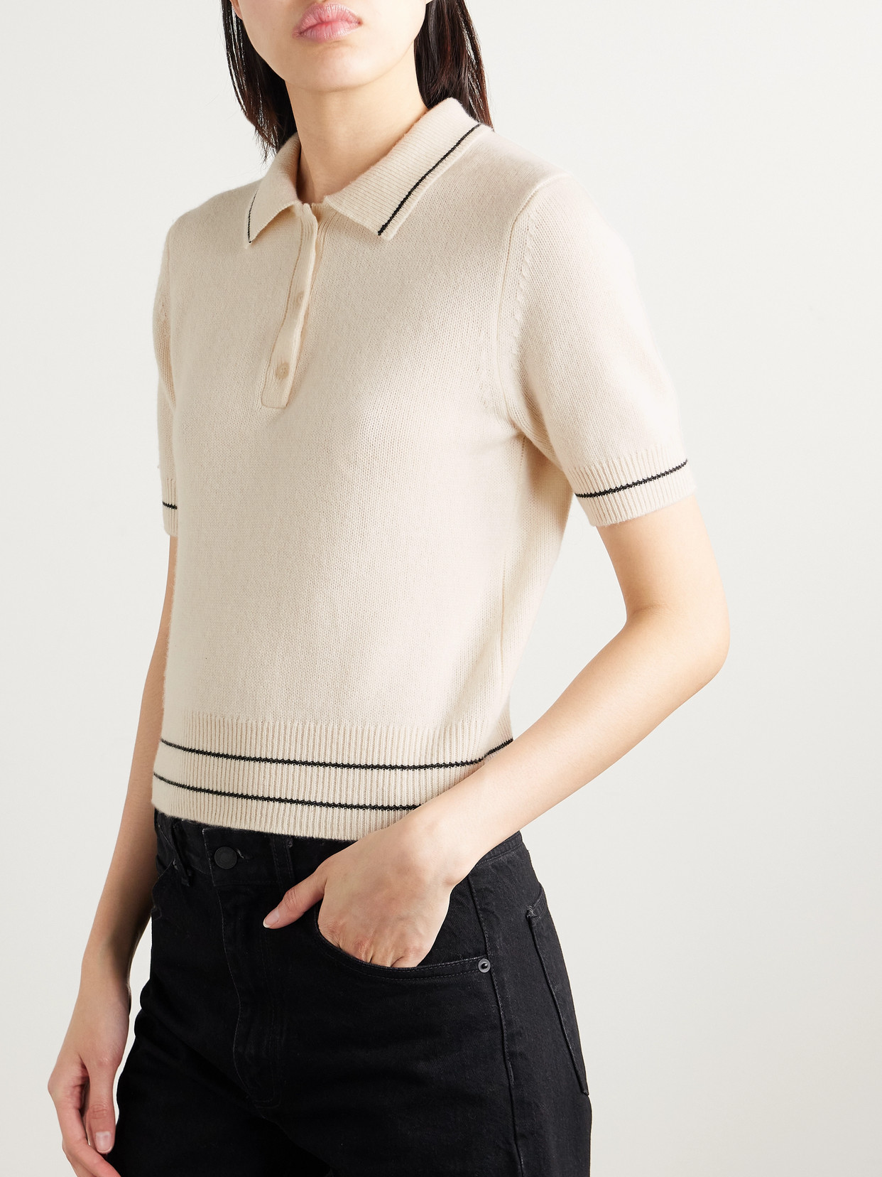 Nili Lotan Carline Striped Cashmere Polo Sweater