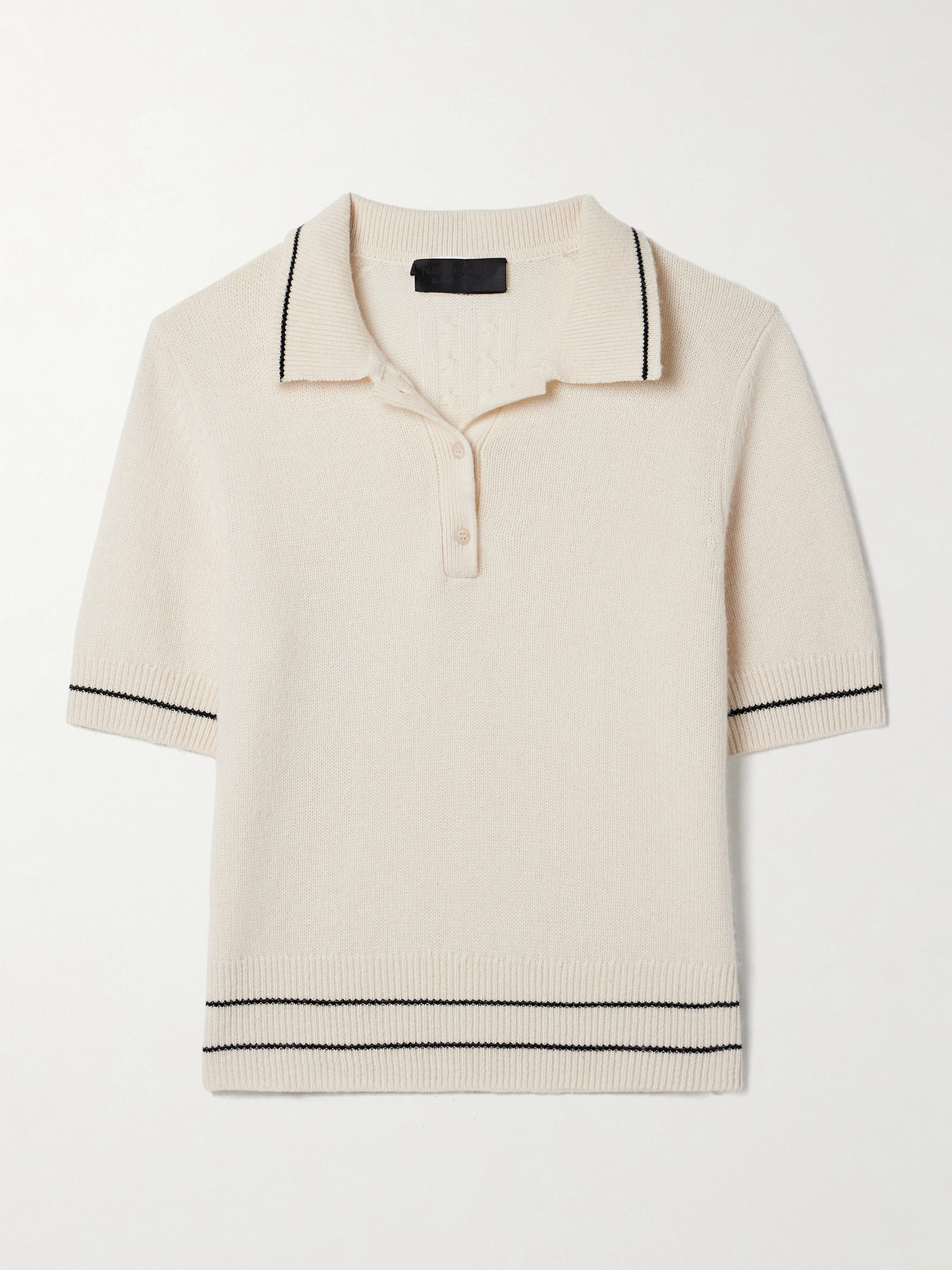 Nili Lotan Carline Striped Cashmere Polo Sweater In White
