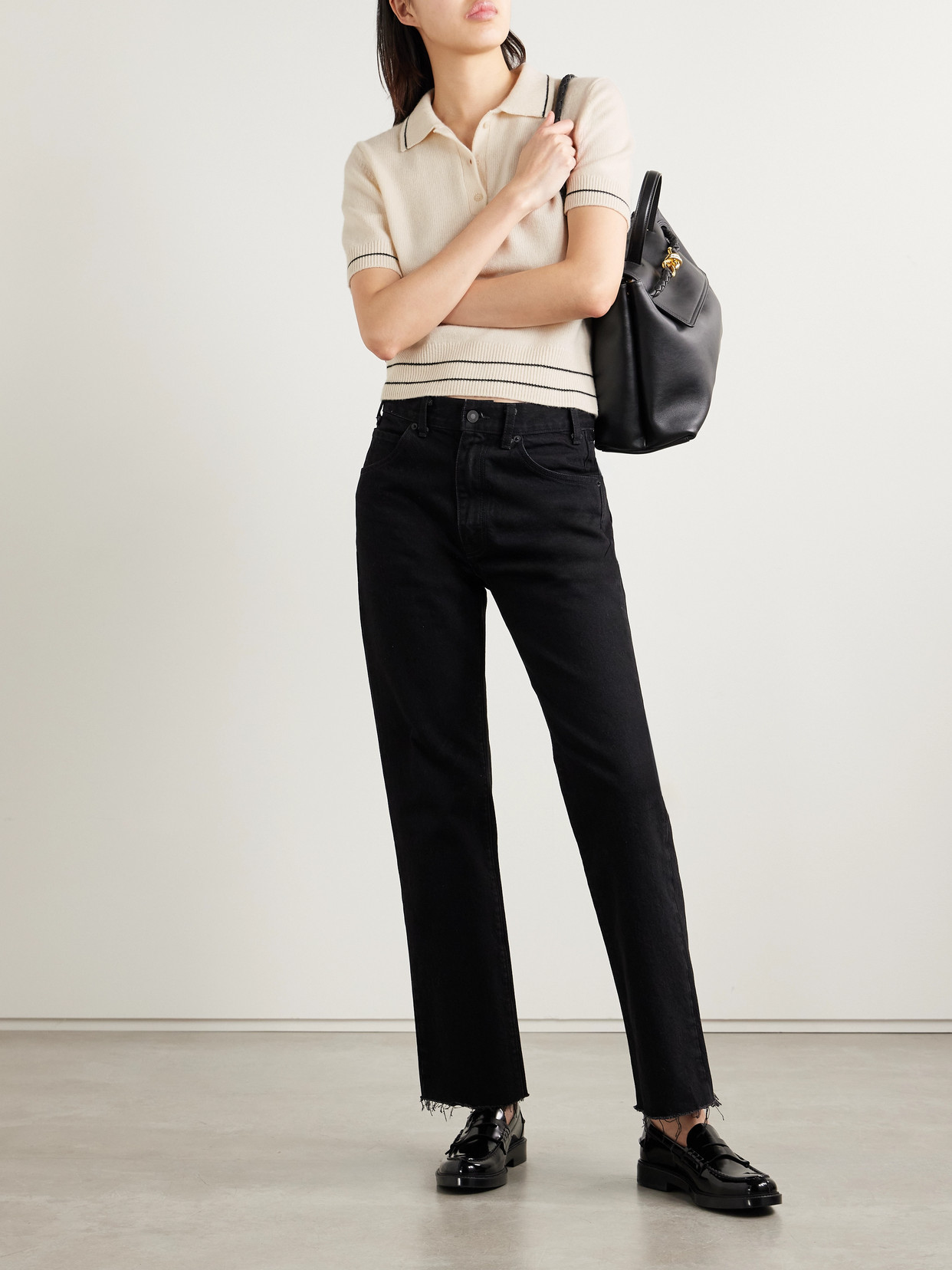 Nili Lotan Carline Striped Cashmere Polo Sweater