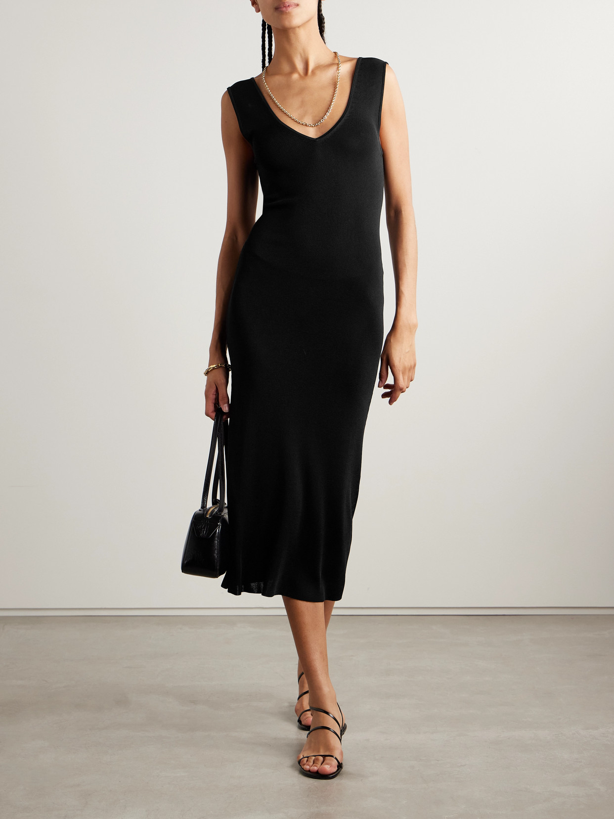 Nili Lotan Bernice Stretch-knit Midi Dress In Black