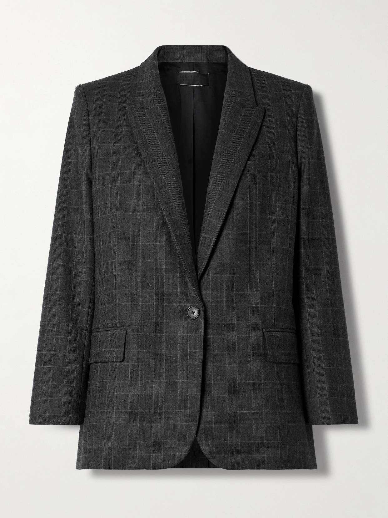 Nili Lotan Diane Checked Wool-blend Blazer In Gray
