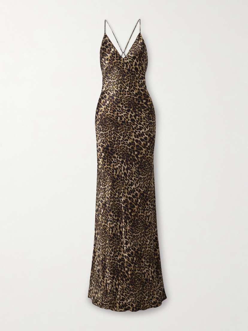 Nili Lotan Ira Leopard-print Silk-charmeuse Gown
