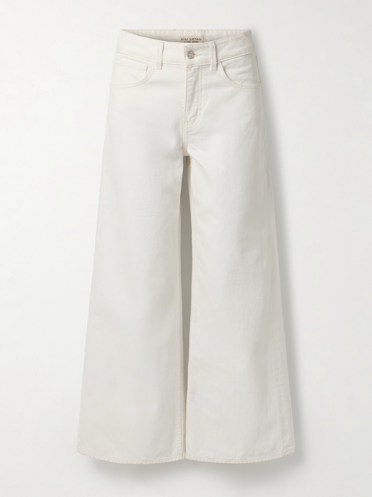 Nili Lotan Marlene Cropped High-rise Wide-leg Jeans In White