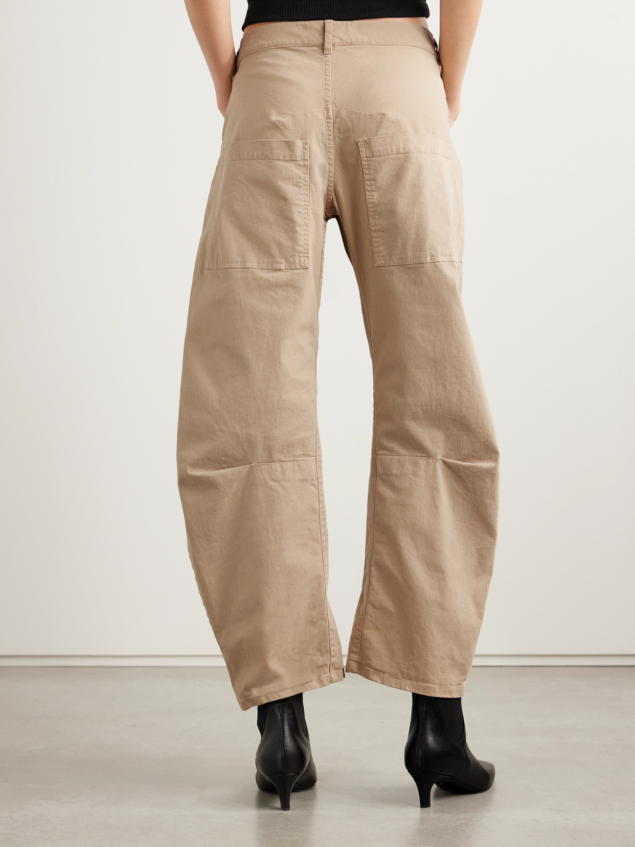 Nili Lotan Shon Brushed Cotton-blend Twill Tapered Pants