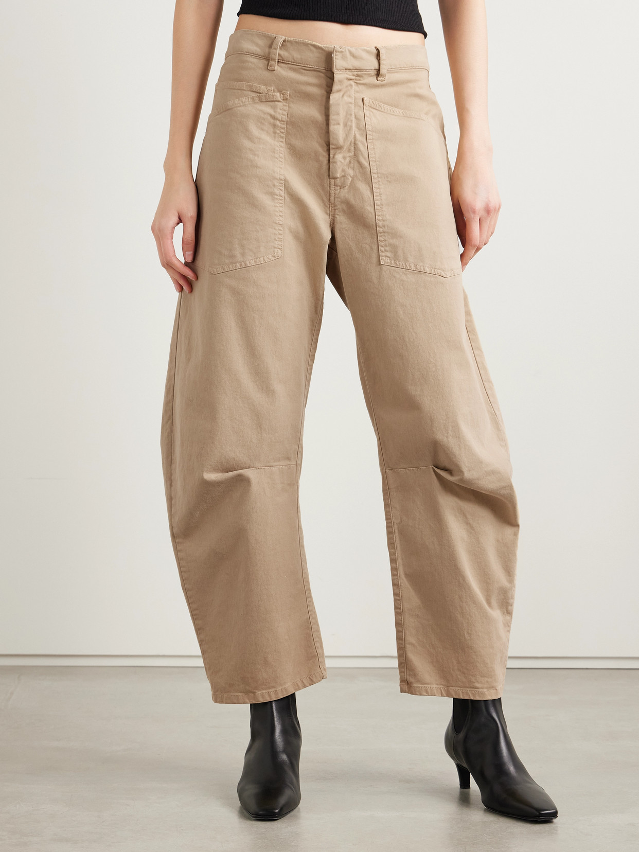 Nili Lotan Shon Brushed Cotton-blend Twill Tapered Pants
