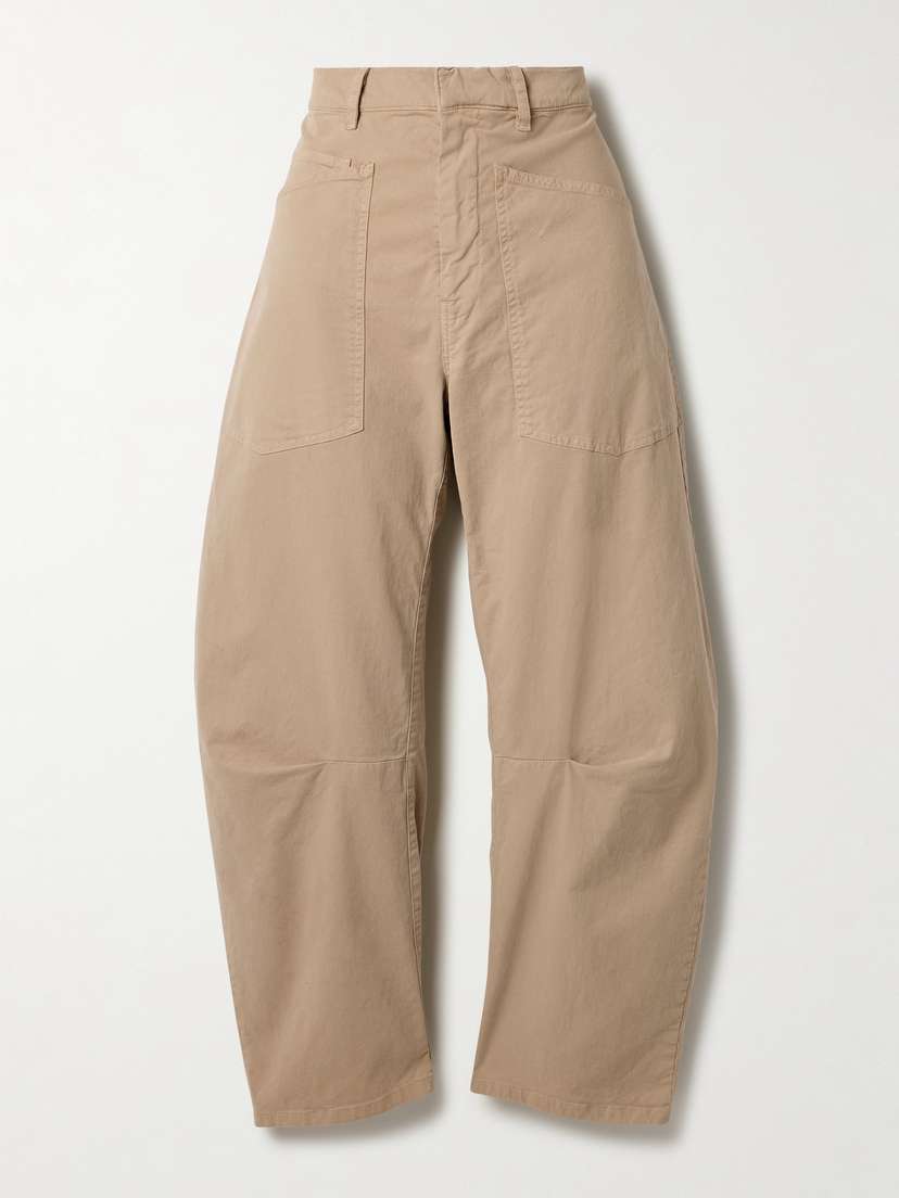 Nili Lotan Shon Brushed Cotton-blend Twill Tapered Pants