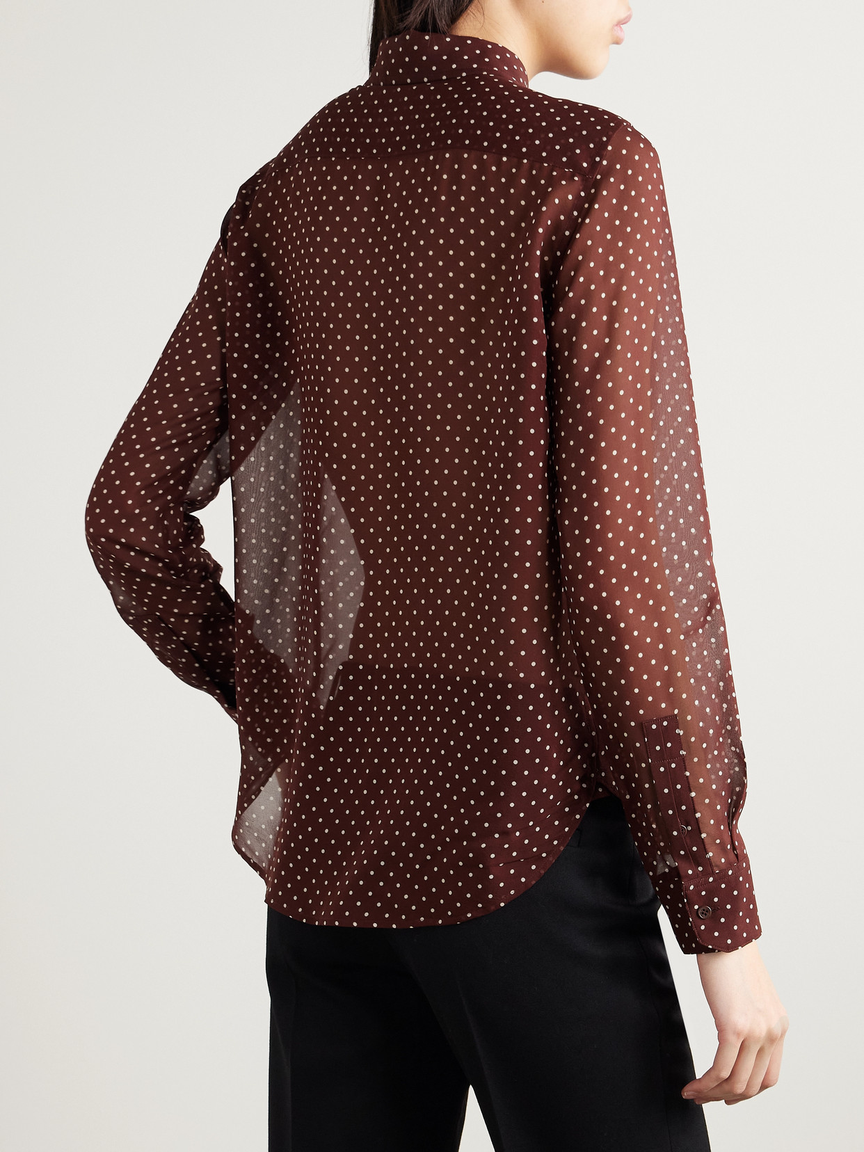 Nili Lotan Gaia Polka-dot Silk Crepe De Chine Shirt In Brown