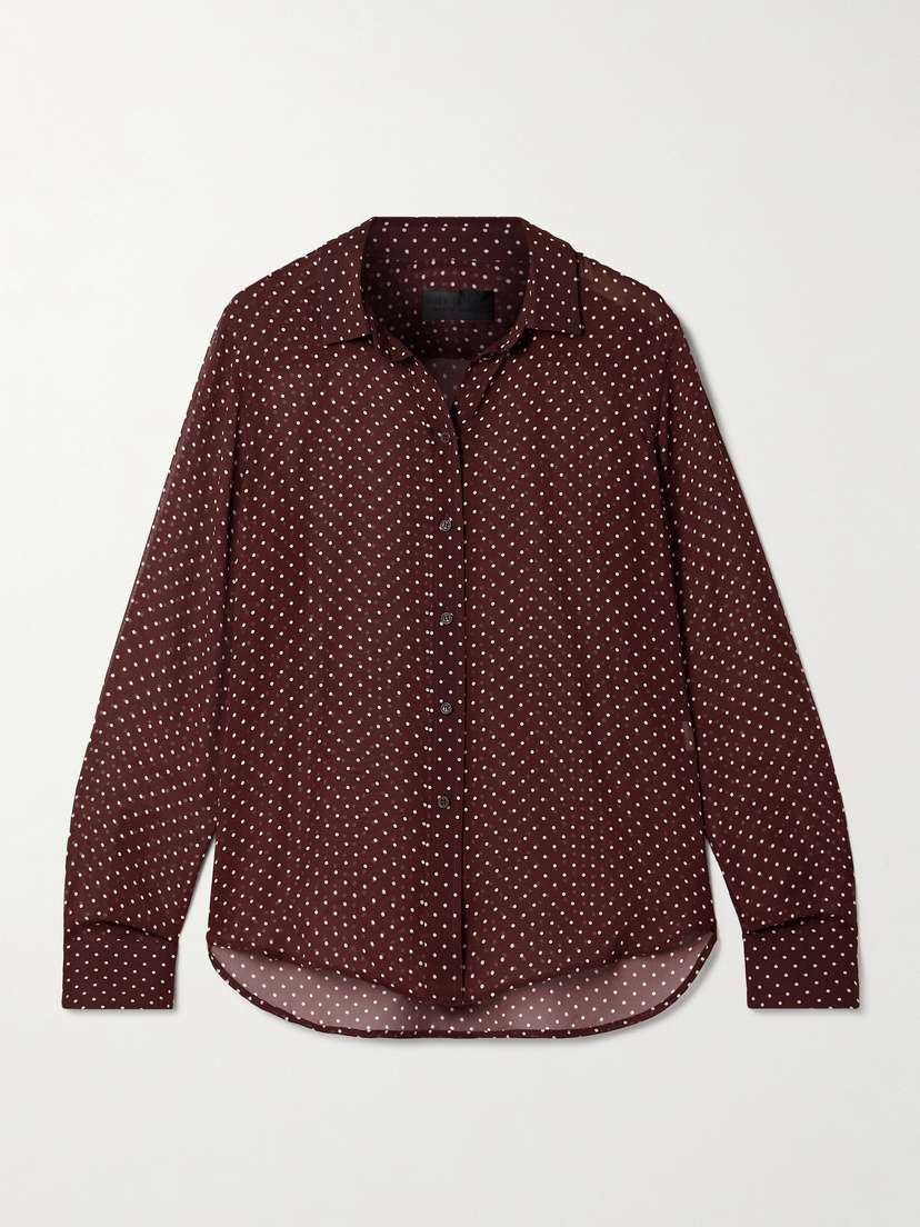 Nili Lotan Gaia Polka-dot Silk Crepe De Chine Shirt