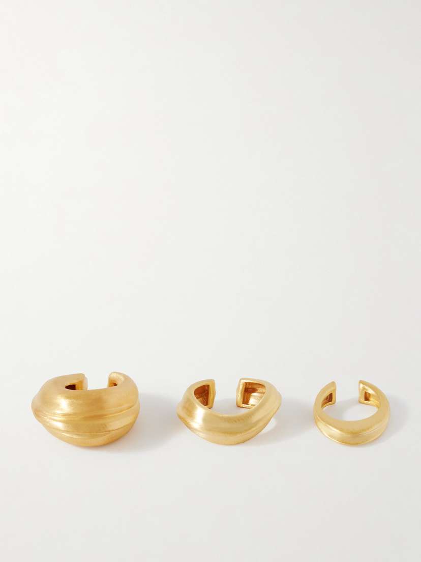 Completedworks Set Of Three Gold-plated Ear Cuffs