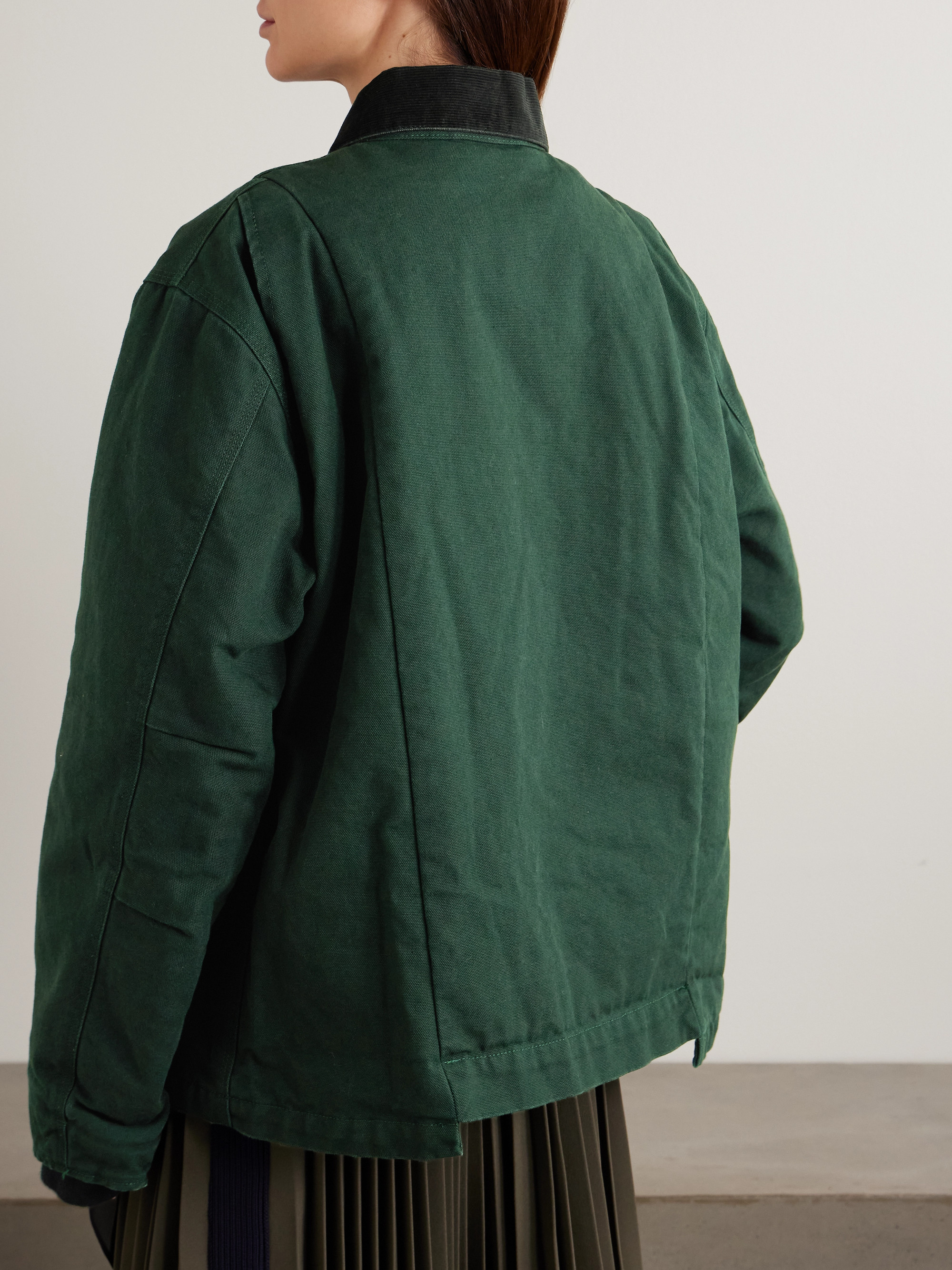 Sacai + Carhartt WIP Duck oversized corduroy-trimmed appliquéd cotton-canvas jacket