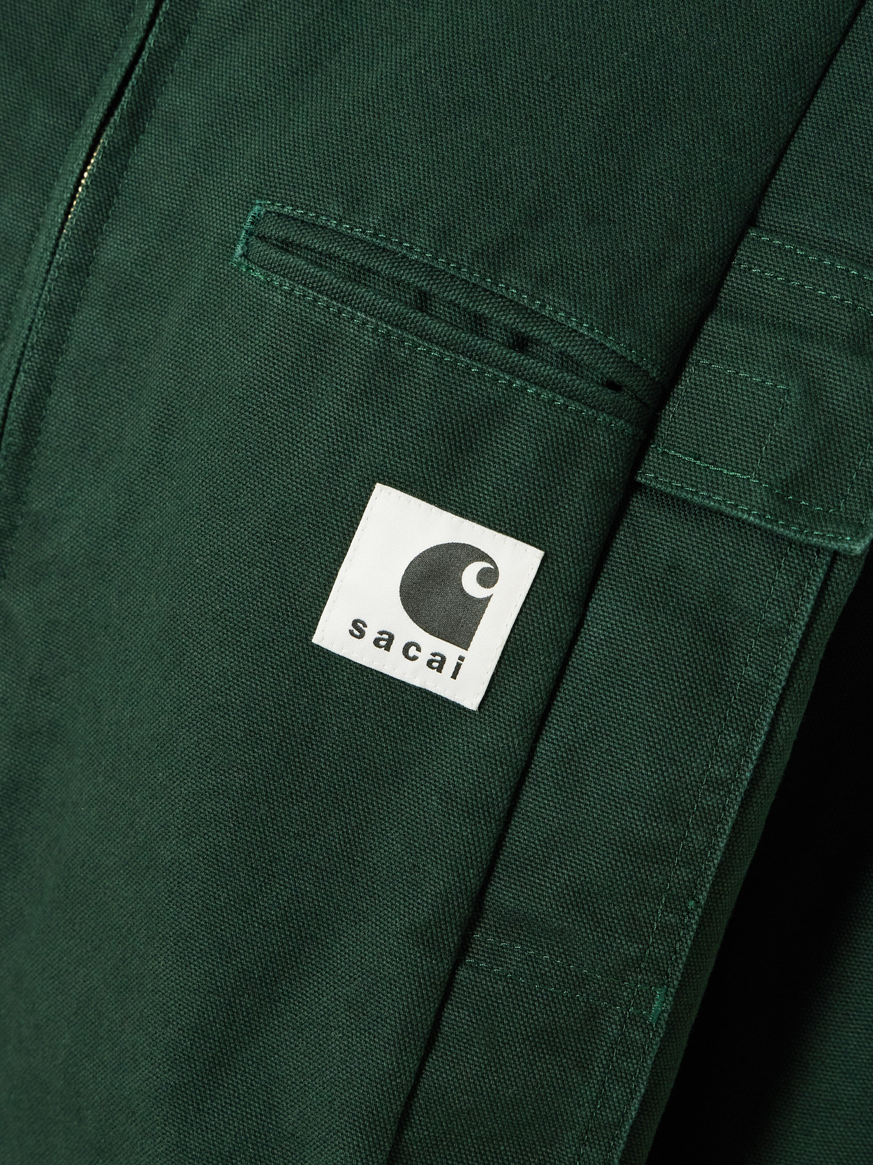 Sacai + Carhartt Wip Duck Oversized Corduroy-trimmed Appliquéd Cotton-canvas Jacket In Green