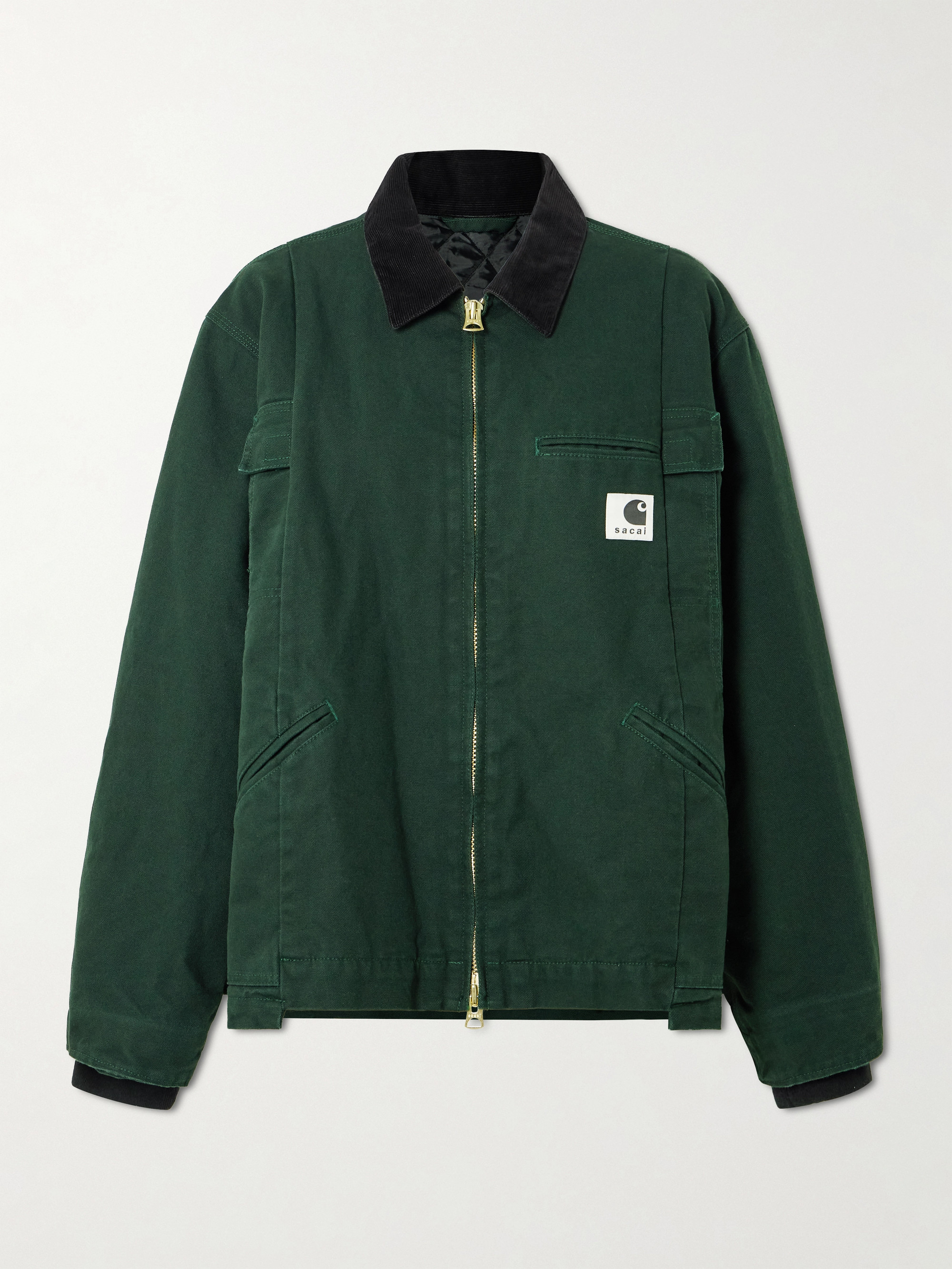 Sacai + Carhartt WIP Duck oversized corduroy-trimmed appliquéd cotton-canvas jacket