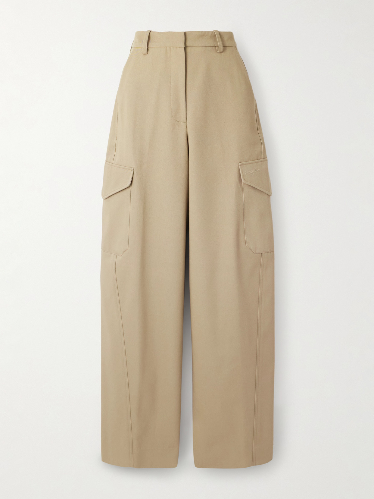 Givenchy Cotton And Wool-blend Gabardine Wide-leg Cargo Pants In Neutral