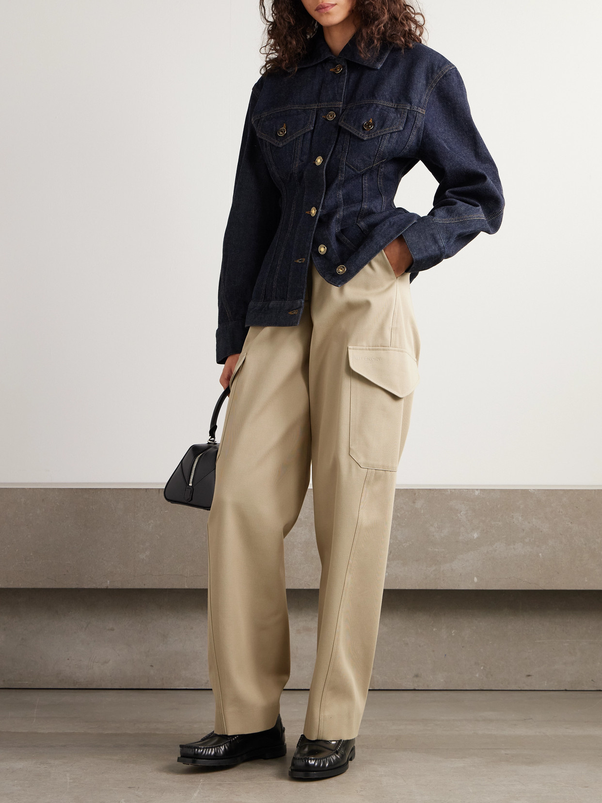 Givenchy Cotton And Wool-blend Gabardine Wide-leg Cargo Pants In Neutral