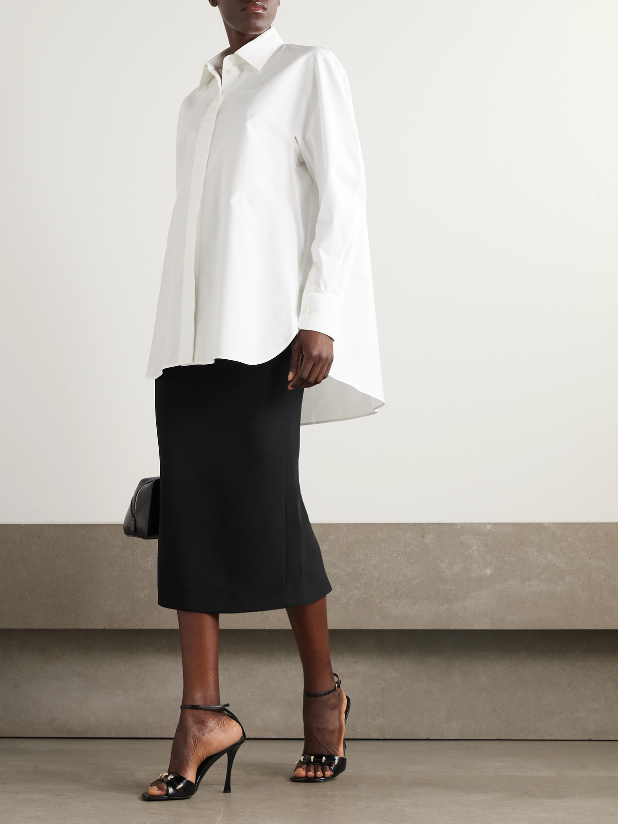 Givenchy Tailored High-waisted Midi Skirt With Back Pleats In Black