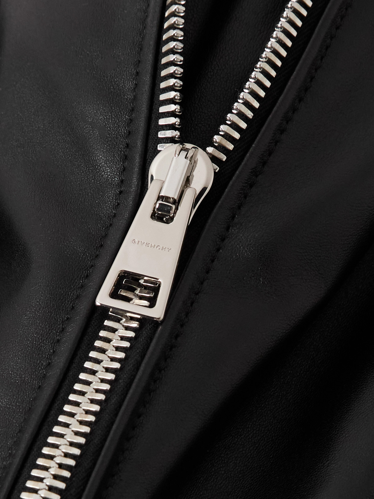 Givenchy Cropped Layered Leather Bomber Jacket In Black