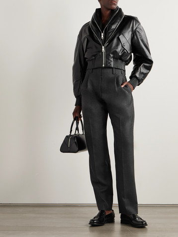 Givenchy Cropped layered leather bomber jacket