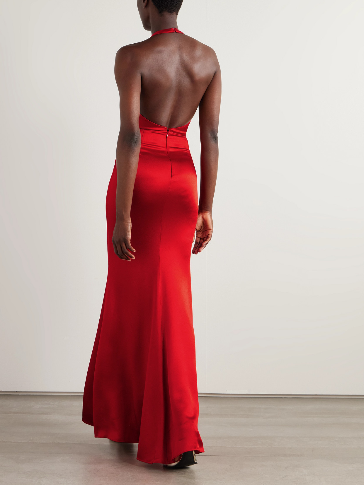 Givenchy Satin-crepe Halterneck Gown In Red