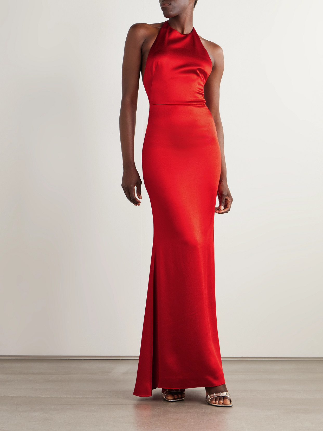 Givenchy Satin-crepe Halterneck Gown In Red