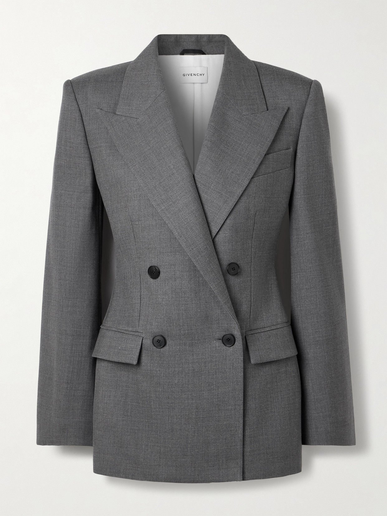 Givenchy Grey Double-breasted Wool Jacket Women In Gray