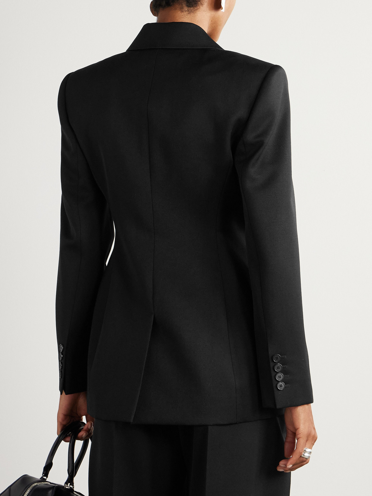 Givenchy Double-breasted Faille-trimmed Grain De Poudre Wool Blazer
