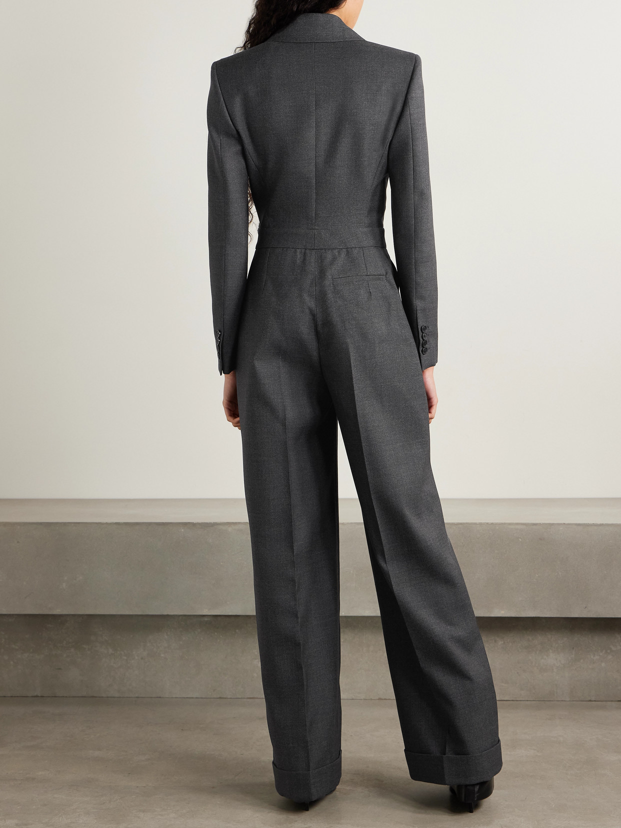 Givenchy Wrap-effect Grain De Poudre Wool Jumpsuit In Multi