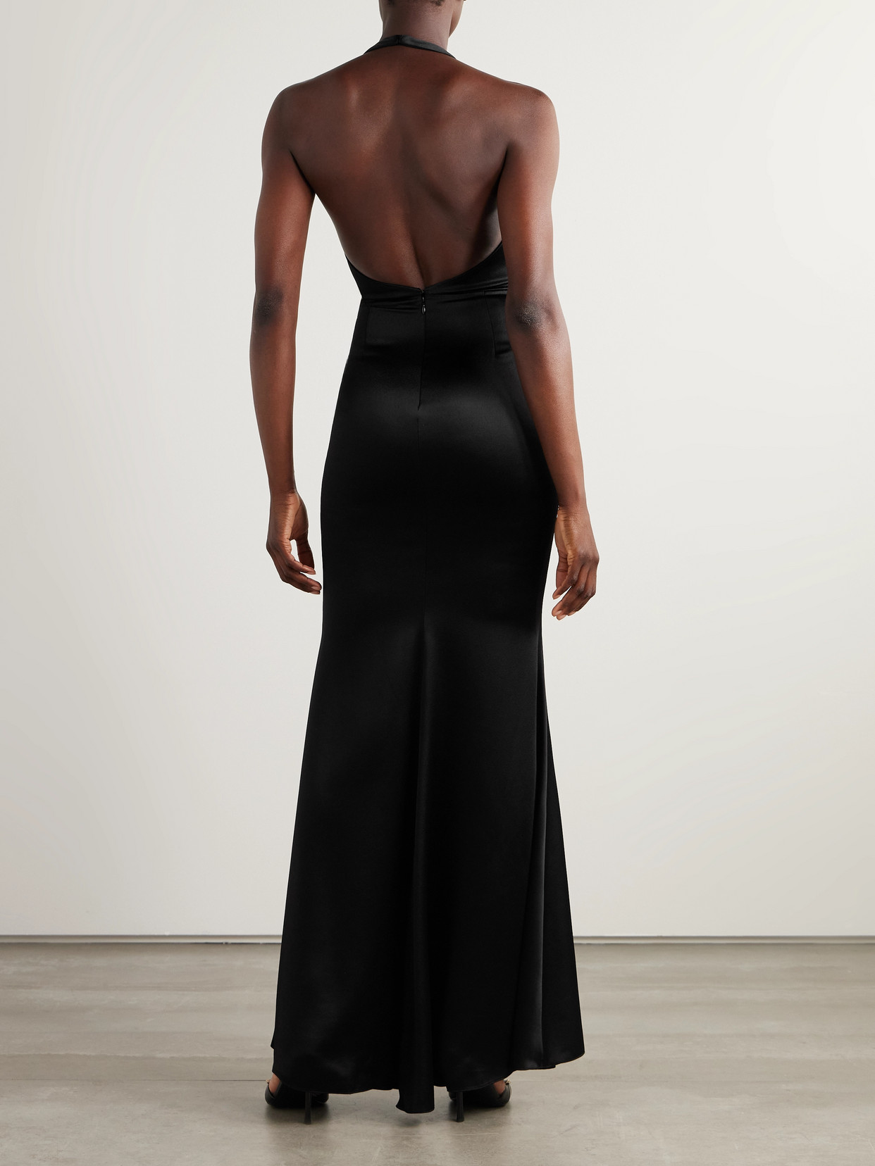 Givenchy Halter Neck Dress In Crepe And Satin In Black