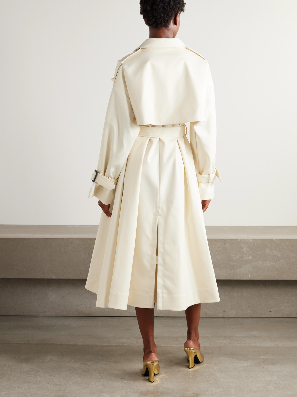 Givenchy Cocoon Shoulder Double-breasted Belted Trench Coat In Neutral