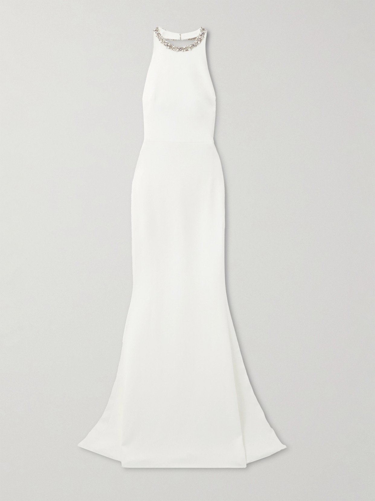 Givenchy Crystal-embellished Satin-crepe Halterneck Gown In White
