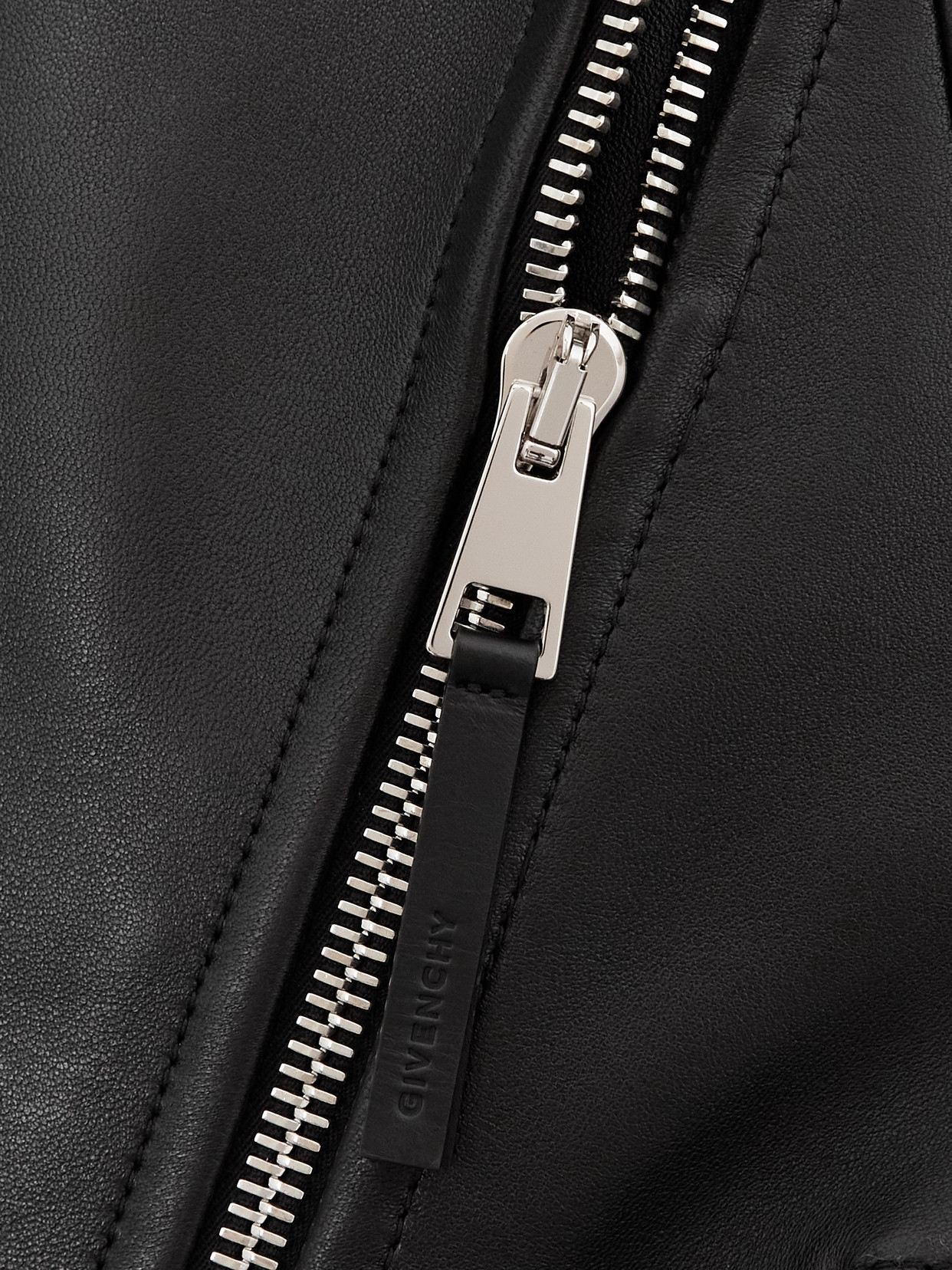 Givenchy Leather Cocoon Waisted Biker Jacket In Black