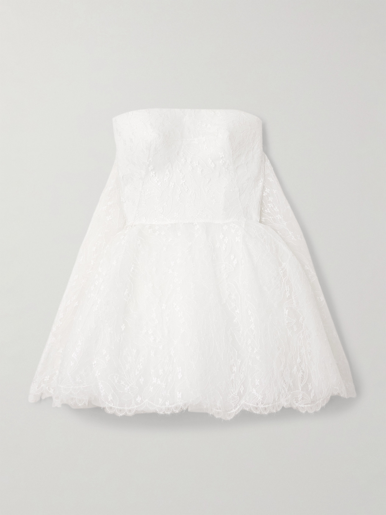 Givenchy Cape-effect Strapless Lace Mini Dress In White