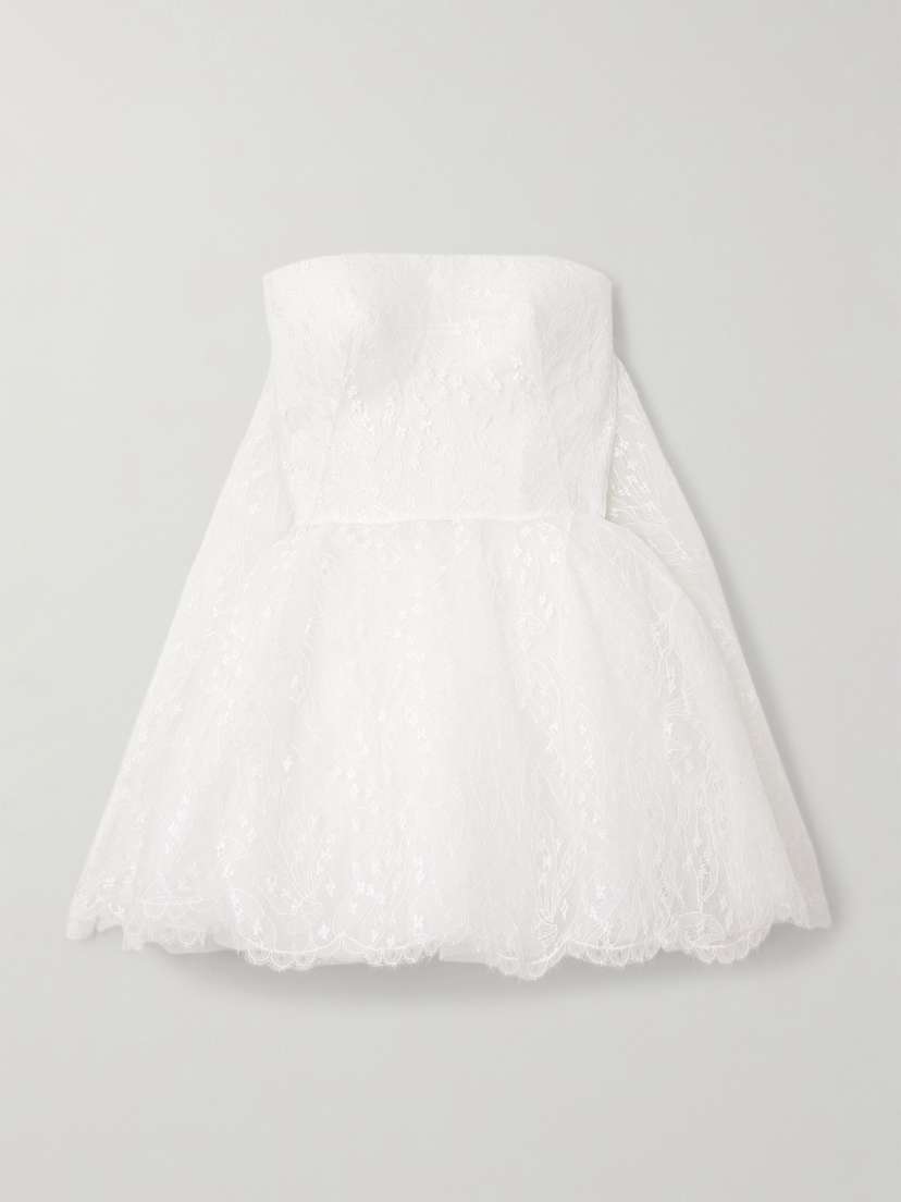 Givenchy Cape-effect Strapless Lace Mini Dress