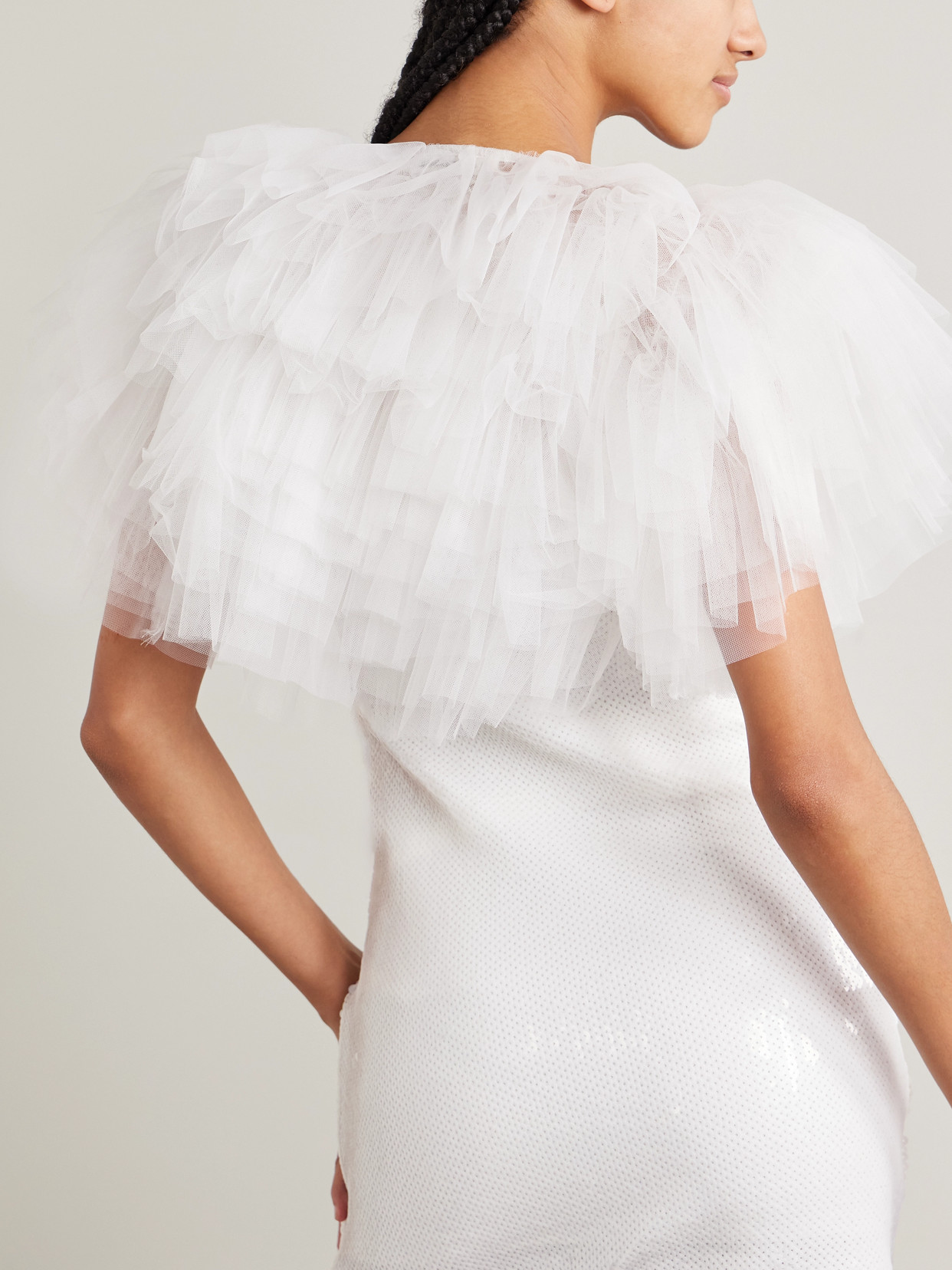 Rodarte Layered Tulle Jacket In White