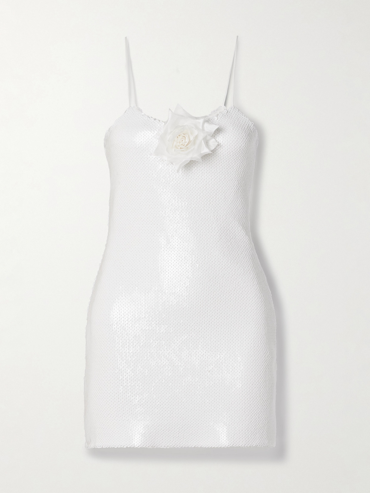 Rodarte Embellished Silk-trimmed Sequined Tulle Mini Dress In White